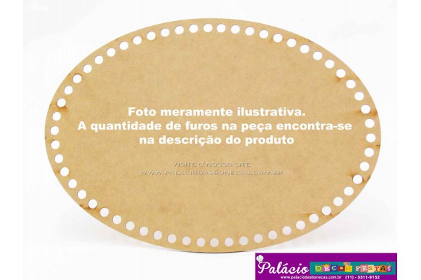 PLACA OVAL PARA CROCHE COM 51 FUROS A LASER 25X17CM MDF